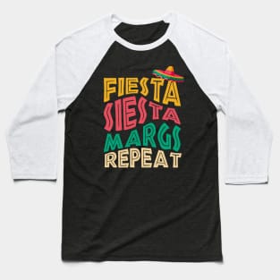 Fiesta Siesta Margs Repeat Cinco de Mayo Bachelorette Party Baseball T-Shirt